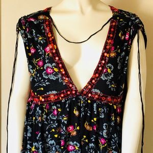 Free People Floral Peasant Blouse Sz M